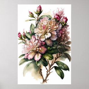 Rhododendron rosa Flores Impressão