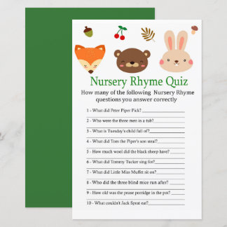 Rhyme Quiz baby showergame