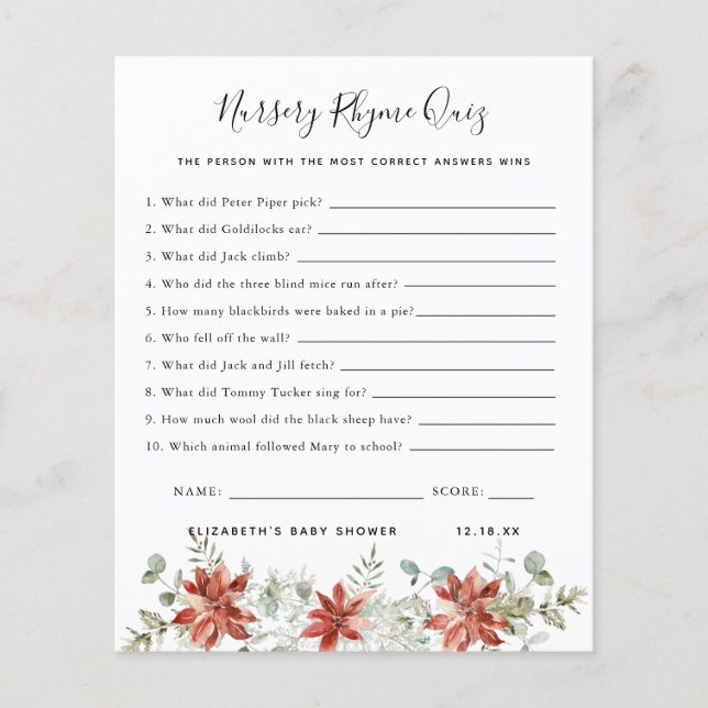 Rhyme Quiz | Jogo Chá de fraldas (Frente)