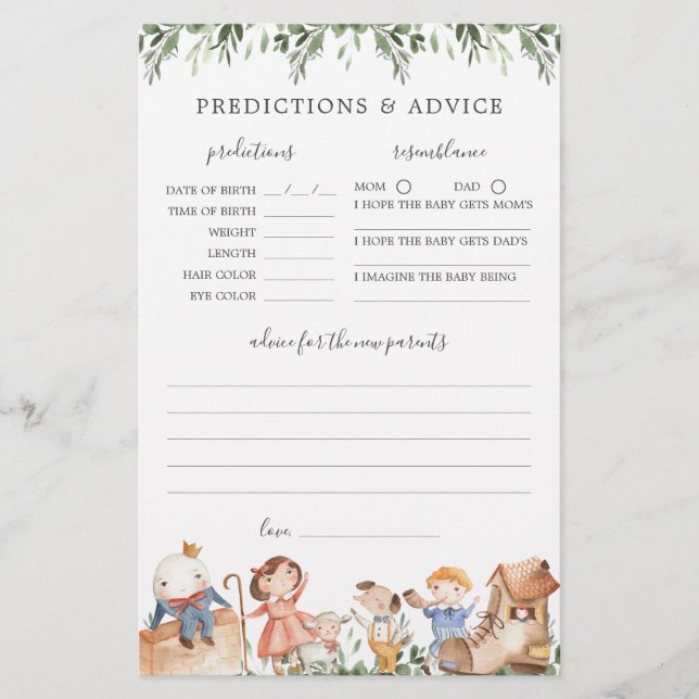 Rhymes Chás de fraldas Predições e conselhos (Frente)