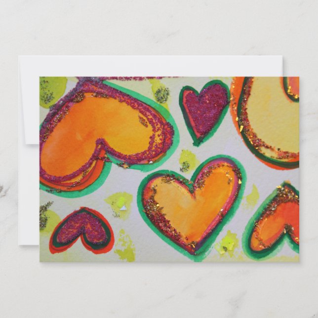 Ria Corações Cor-de-Rosa Convite Personalizado - C (Frente)