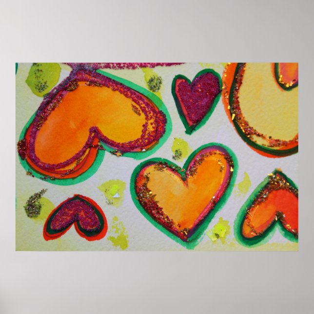 Ria Corações Rosa Bliss Pintura Pintura Poster (Frente)