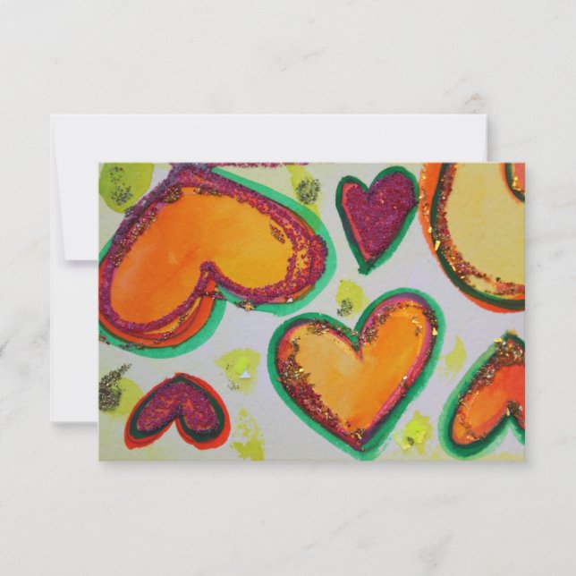 Ria Corações Rosa Felizes Pequenos Convites (Frente)