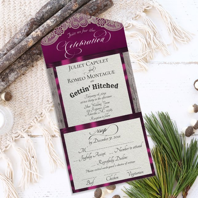 Ribbon & Lace Gettin' Hitched - Ameixa (Criador carregado)