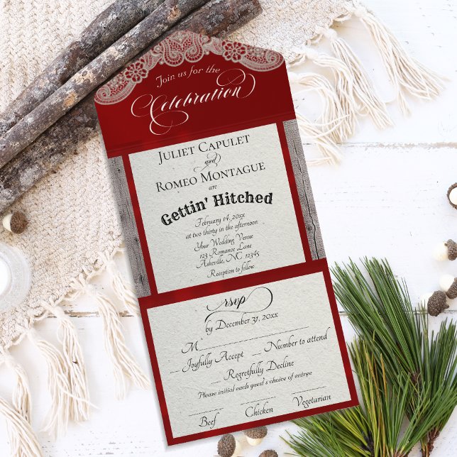 Ribbon & Lace Gettin 'Hitched - Vermelho (Criador carregado)