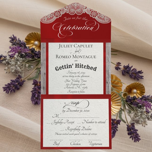 Ribbon & Lace Gettin 'Hitched - Vermelho (Criador carregado)