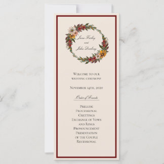 Rich Fall Florals Wedding Program