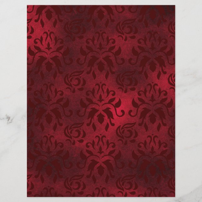 Rich Red Damask Scrapbook Paper (Frente)