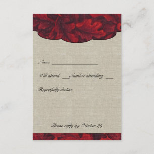 Rich Red Tecido deixa e linen rsvp com envelopes