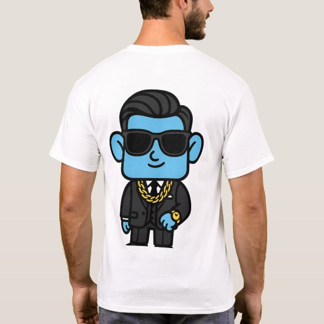 Rich Smilo T-shirt - Luxury Blue character design (Verso)