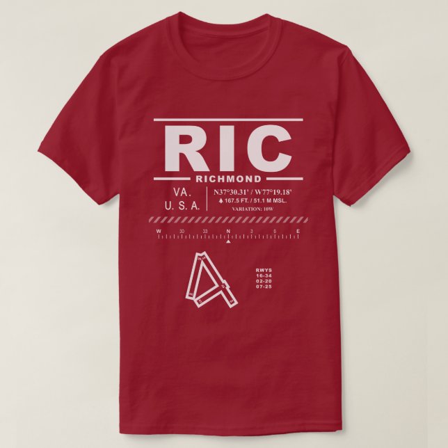 Richmond International Airport RIC T-Shirt (Frente do Design)