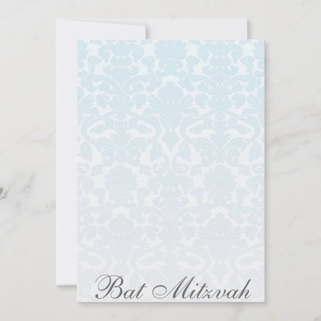 Rico Azul Damask Bat Mitzvah Convite (Frente)