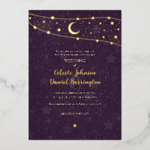 Rico de Casamento Celestial Dourado Roxo Profundo