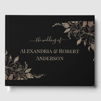 Rico Dourado Linhas Livro de Convidados de Casamen