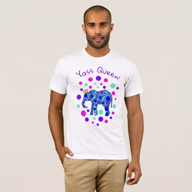 Rico Elefante Yass Queen! T-Shirt masculina (Frente Completa)