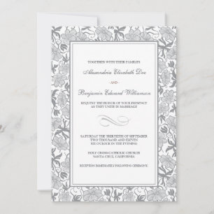 Rico Floral Convite De Casamento Platinum