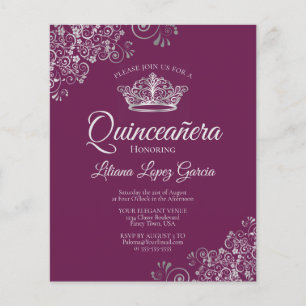 Rico Silver & Plum BUDGET Quinceañera Convite