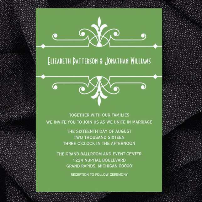Rico Verde Convite de casamento Ornamental (Green Fancy Ornamental Wedding Invitation)