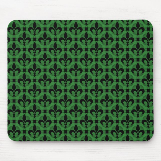 Rico Verde Vibrante Fleur de lis Mousepad (Frente)
