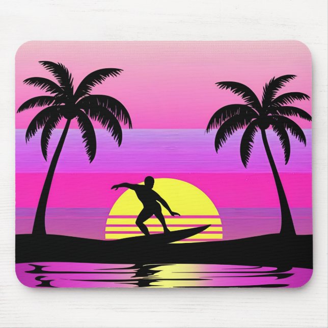 Ride the Waves – Purple Sunset Surf Mood Mouse Pad (Frente)