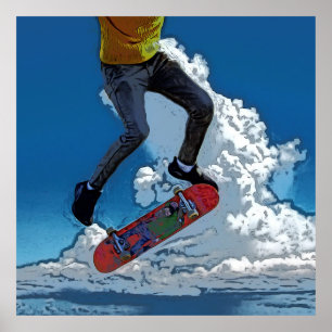 Riding the Wind - Skateboarder Poster