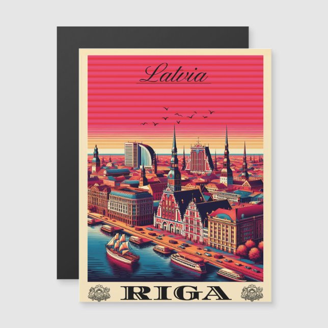 Riga City, Letónia, presentes de vintagem na cultu (Frente/Verso)