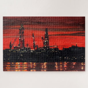 Rigs de petróleo na Noite 1014pc Quebra-cabeça