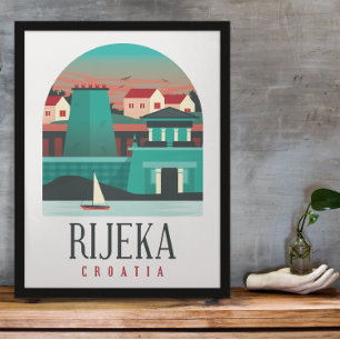 Rijeka Croácia Vintage Poster mínima