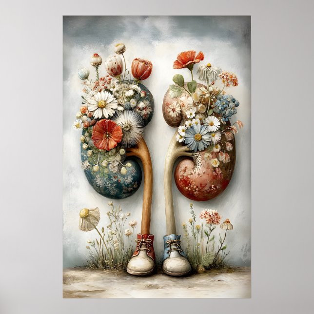 Rim Humano Com Impressão de Flores, Anatomia Boho (Frente)