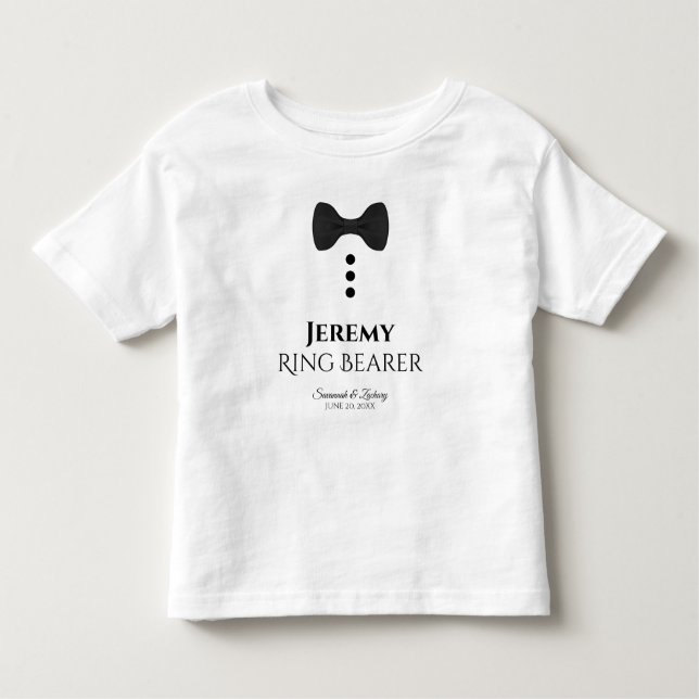 Ring Bearer Black Tie Wedding Young Child T-shirt (Frente)