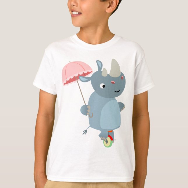 Rino com guarda-chuva em camiseta infantil da Unic (Frente)