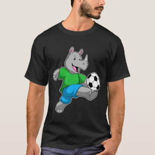 Rinoceronte como jogador de futebol com camiseta d