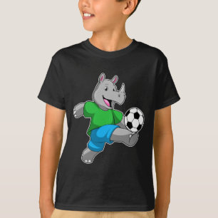 Rinoceronte como jogador de futebol com camiseta d