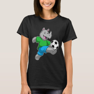 Rinoceronte como jogador de futebol com camiseta d