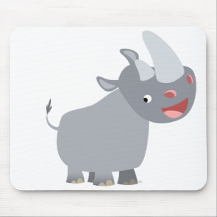Rinoceronte engraçado Mousepad dos desenhos