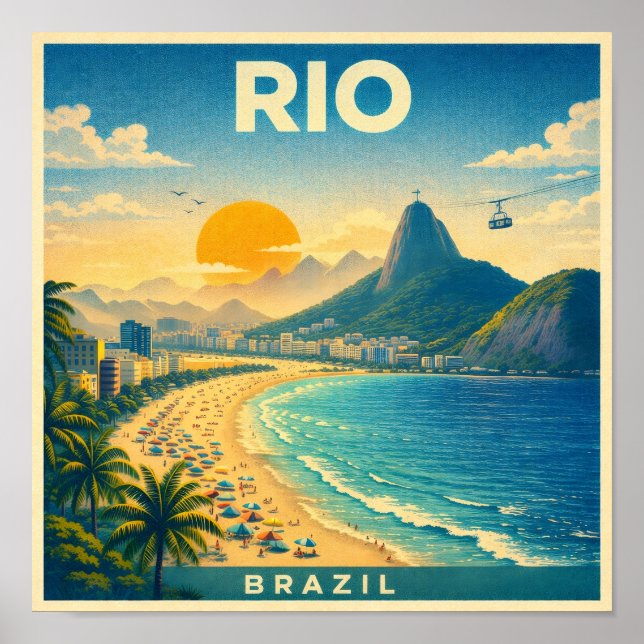 Rio Brazil Vintage Travel Poster (Frente)