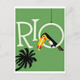 Rio, cartão postal de viagem vintage com papagaio 
