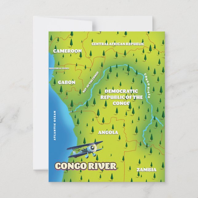 Rio Congo Bela mapa vintage (Frente)