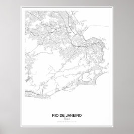Rio de Janeiro, Brasil, Poster de Mapa Minimalista