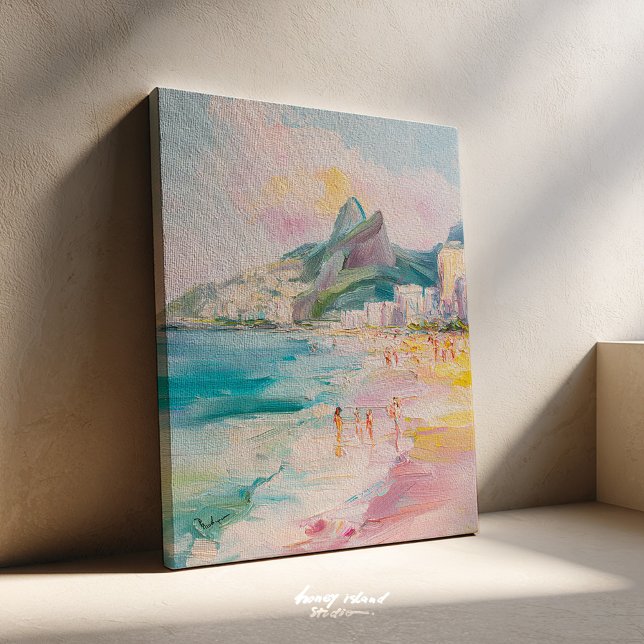 Rio de Janeiro Brazil Painting Canvas (rio de janeiro, arpoador art, brazil wall art, beach sunset, coastal decor, tropical print, ipanema )