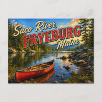 Rio Saco Fryeburg Maine Cartão Postal Nostálgico