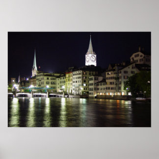 Rio Zurique, Limmat Suiça - Impressão