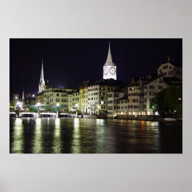 Rio Zurique, Limmat Suiça - Impressão (Frente)