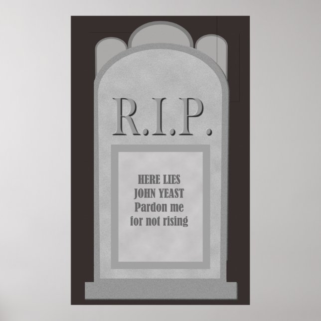 RIP Halloween Aqui Mente J. Yeast Tombstone Poster (Frente)