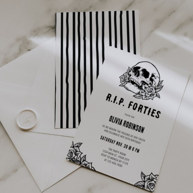 RIP Quarenta e 50º Convite de Aniversário (RIP Forties 50th Birthday Invite)