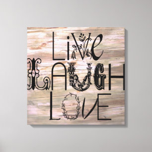 Rir ao vivo, amar canvas rústica de cartaz de made