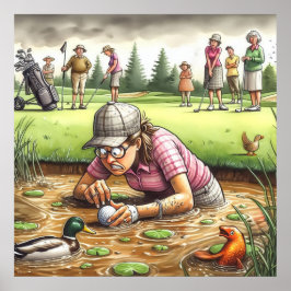 Risco de água - Impressão de arte de golfe