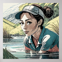 Risco de água - Impressão de arte de golfe