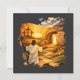 Risen Jesus Empty Tomb Papercut Easter Flat Card