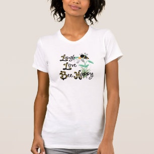 Riso, amor, camiseta feliz da abelha